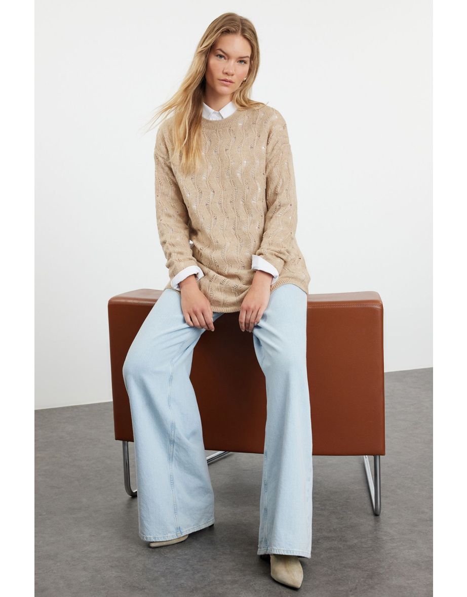 Mink Openwork/Hole Knitwear Sweater