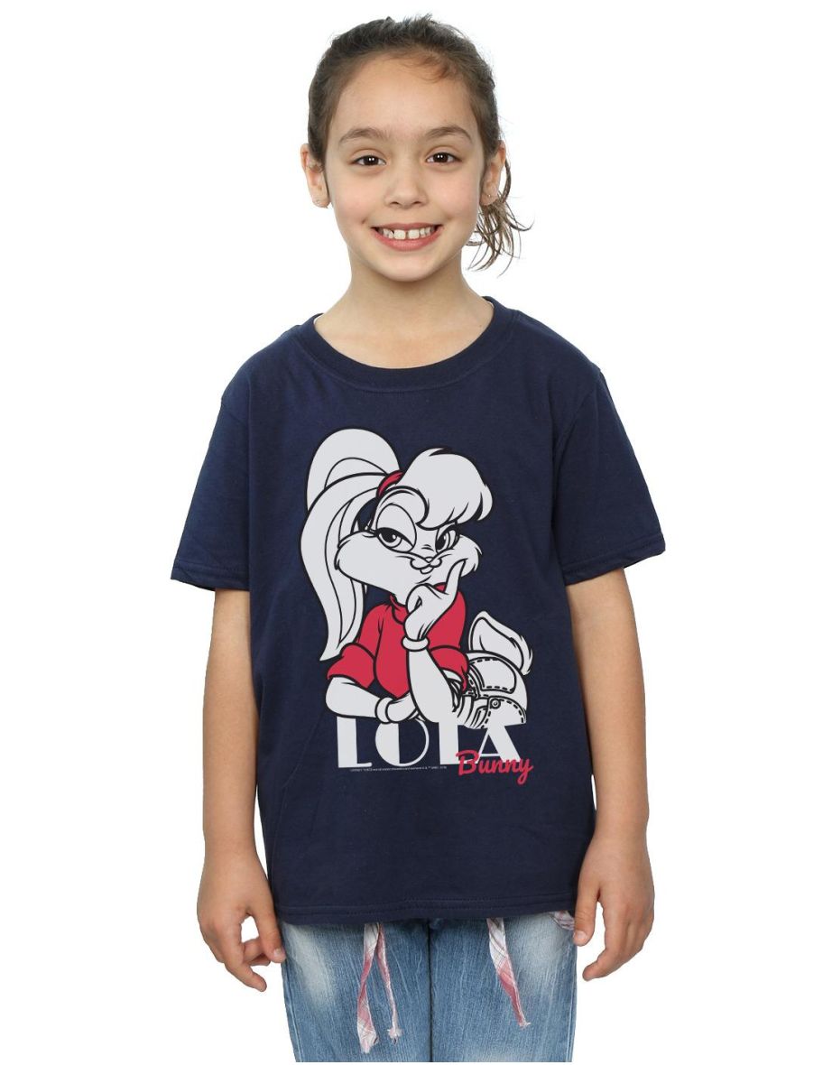 Looney Tunes Girls Lola Bunny Cotton T-Shirt - Navy Blue - 3