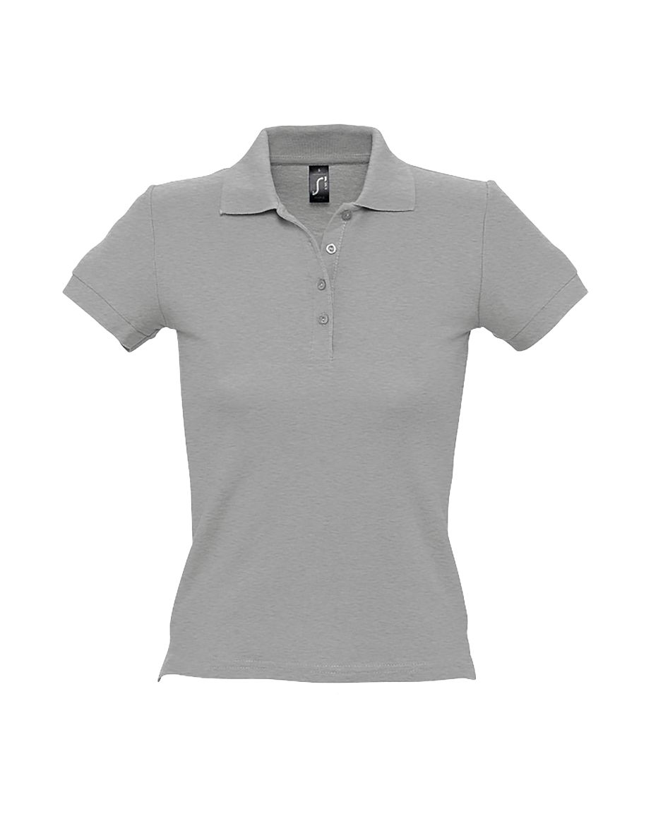 SOLS Womens/Ladies People Pique Short Sleeve Cotton Polo Shirt - Grey Marl