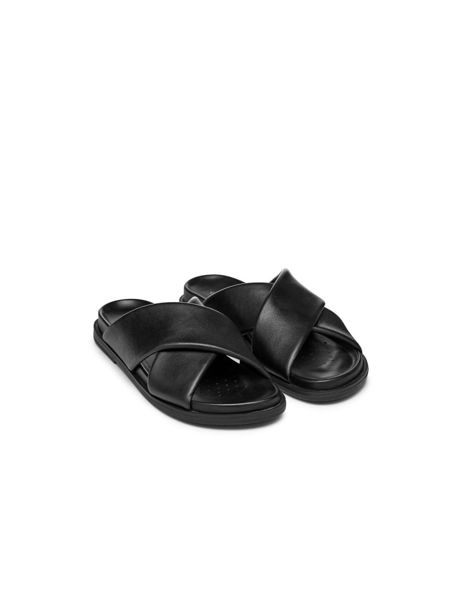 Flat Leather Mules Adelash