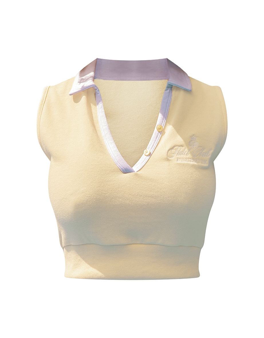 PLT Sport Lemon Contrast Binding Loopback Tennis Vest - 4