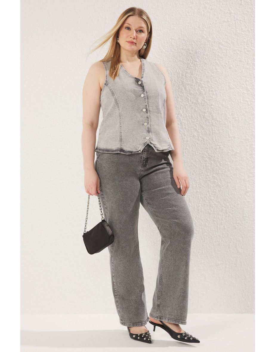 Gray Denim Vest
