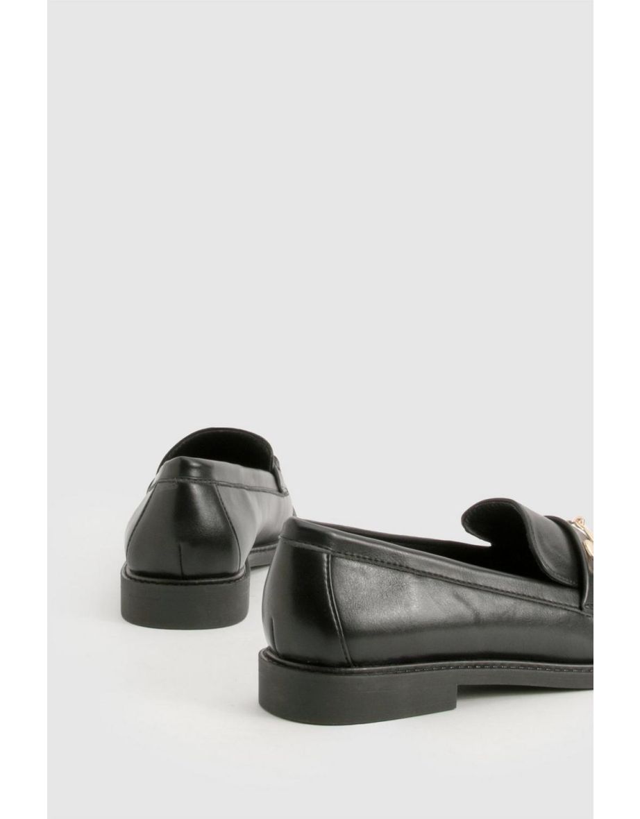 Square Toe T Bar Loafers - black - 3