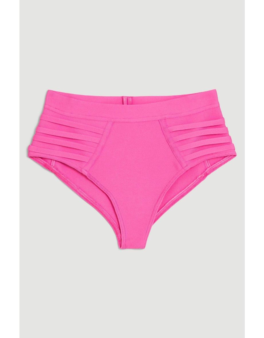 Bandage Sheer Stripe Bikini Bottoms - 3