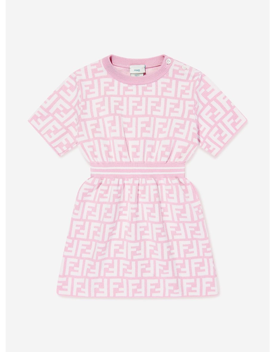 Baby Girls FF Logo Knit Dress in Pink