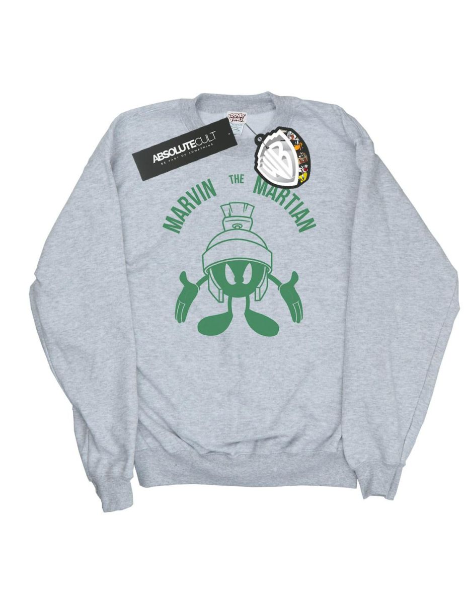 Looney Tunes Boys Marvin The Martian Large Head Sweatshirt - Sports Grey
