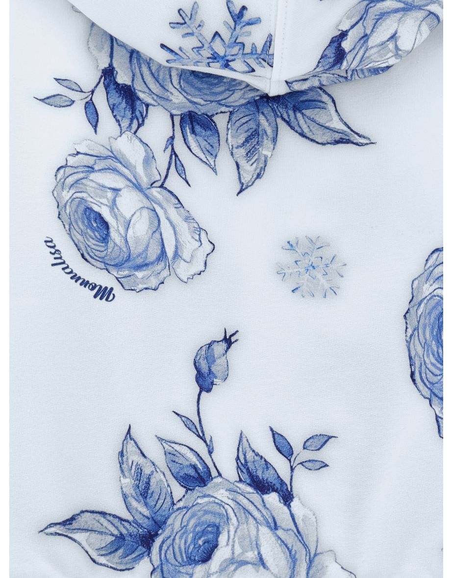 Monnalisa Girls Floral Zip Up Top in Blue - 4