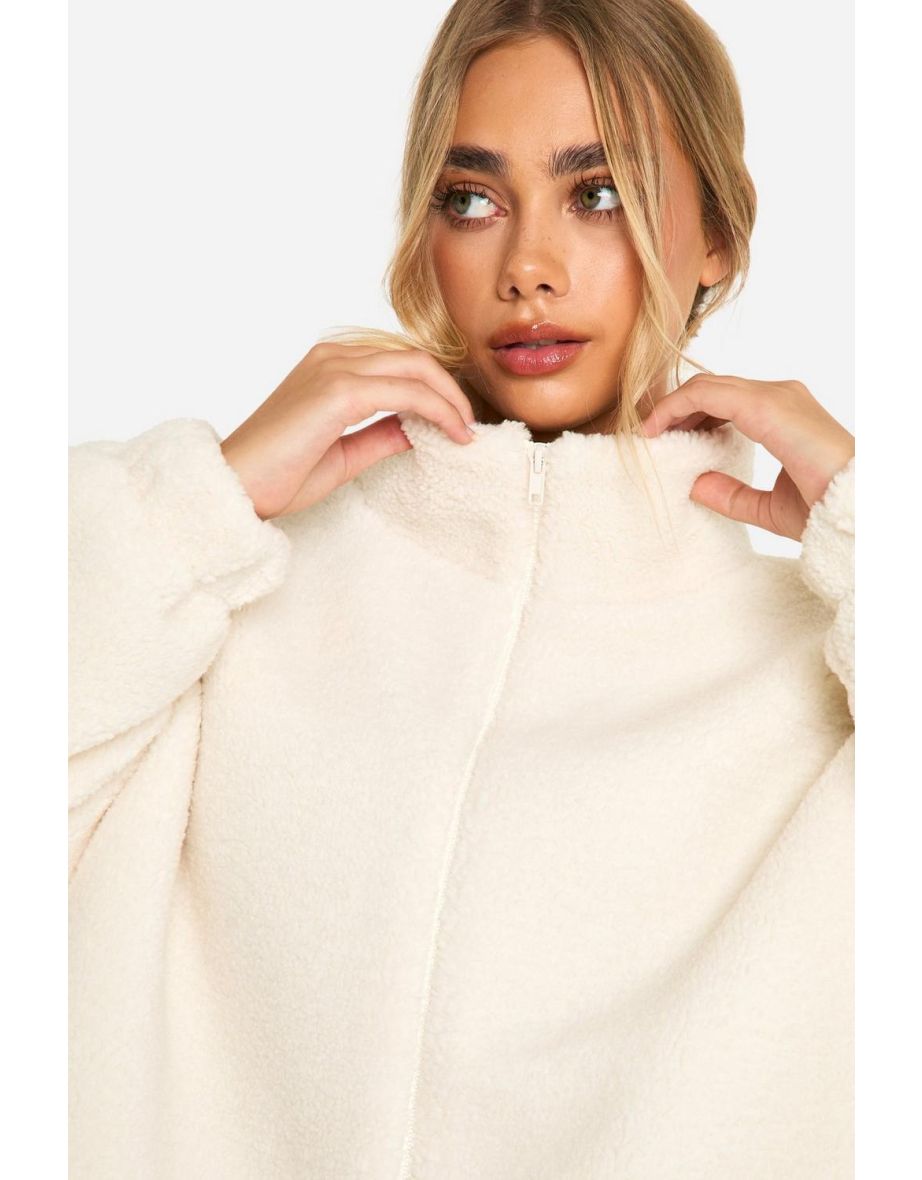 Boxy Teddy Bomber Jacket - 3