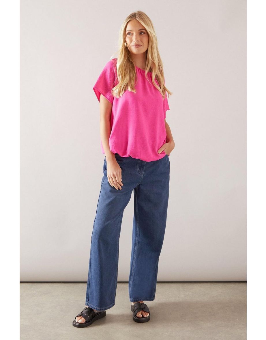 Petite Bubble Hem Short Sleeve Top