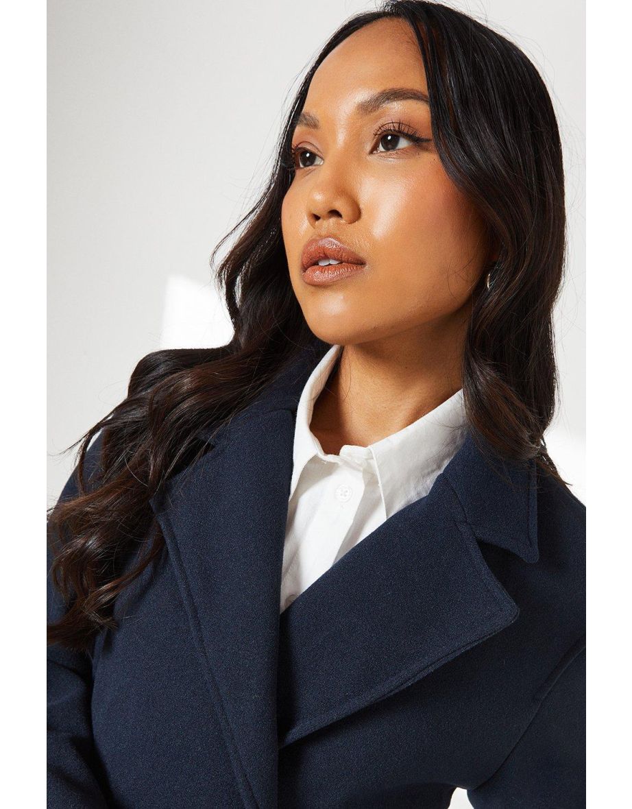 Principles by Debenhams Double Breasted Navy Knee-Length Maxi Coat - 3