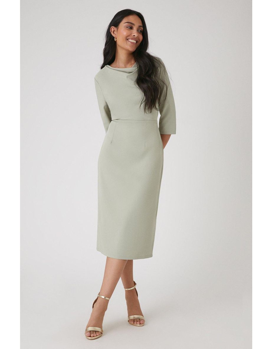 Petite Tailored Cowl Detail Midi Dress