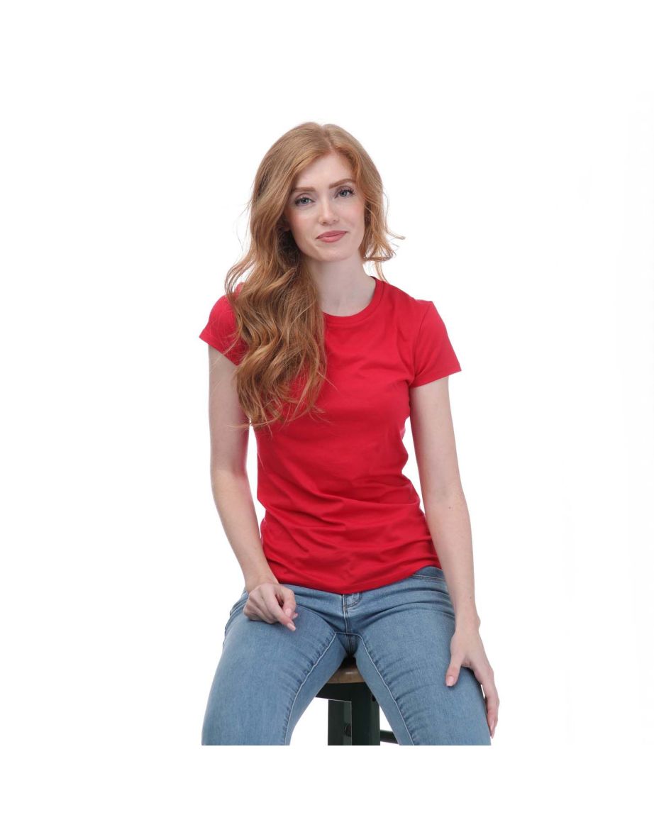 Women's Armani Slim-Fit Cotton T-Shirt in Red - 3