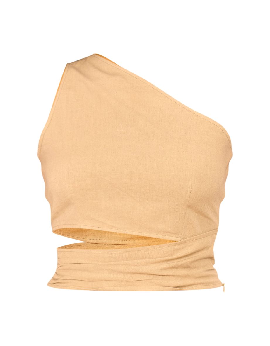 Cotton Poplin One Shoulder Cut Out Top - 4