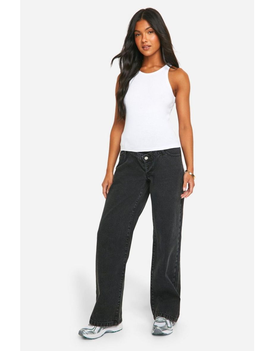 Maternity Basic High Waisted Boyfriend Jeans - washed black