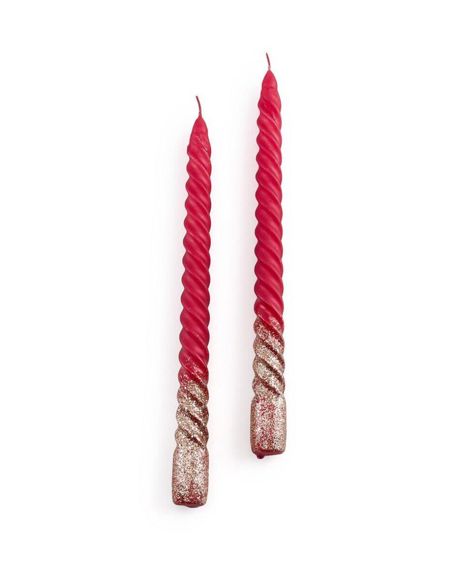 Set of 2 Caspar Glitter Twist Candles