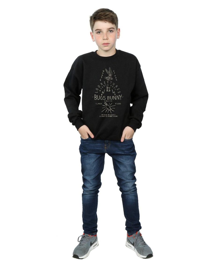 Looney Tunes Boys Bugs Bunny A Wild Hare Sweatshirt - Black - 3