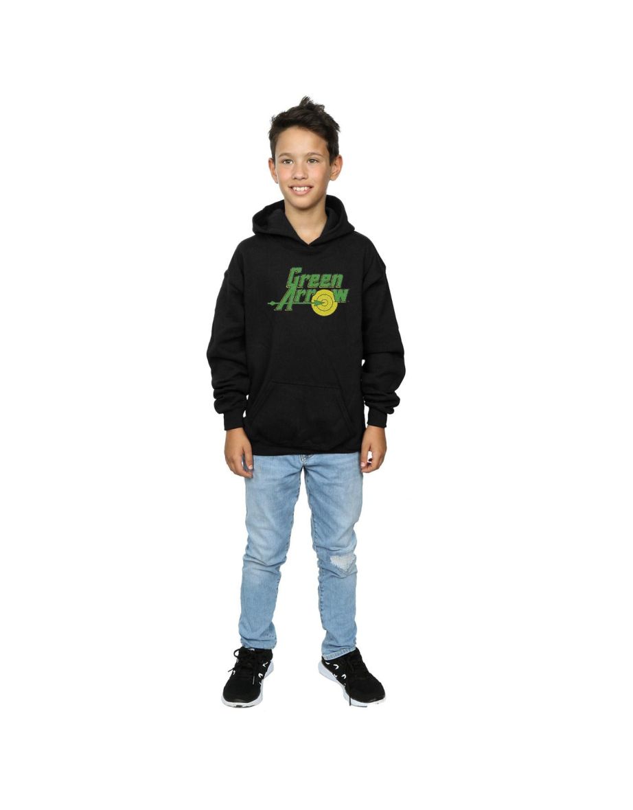DC Comics Boys Green Arrow Crackle Logo Hoodie - Black - 3