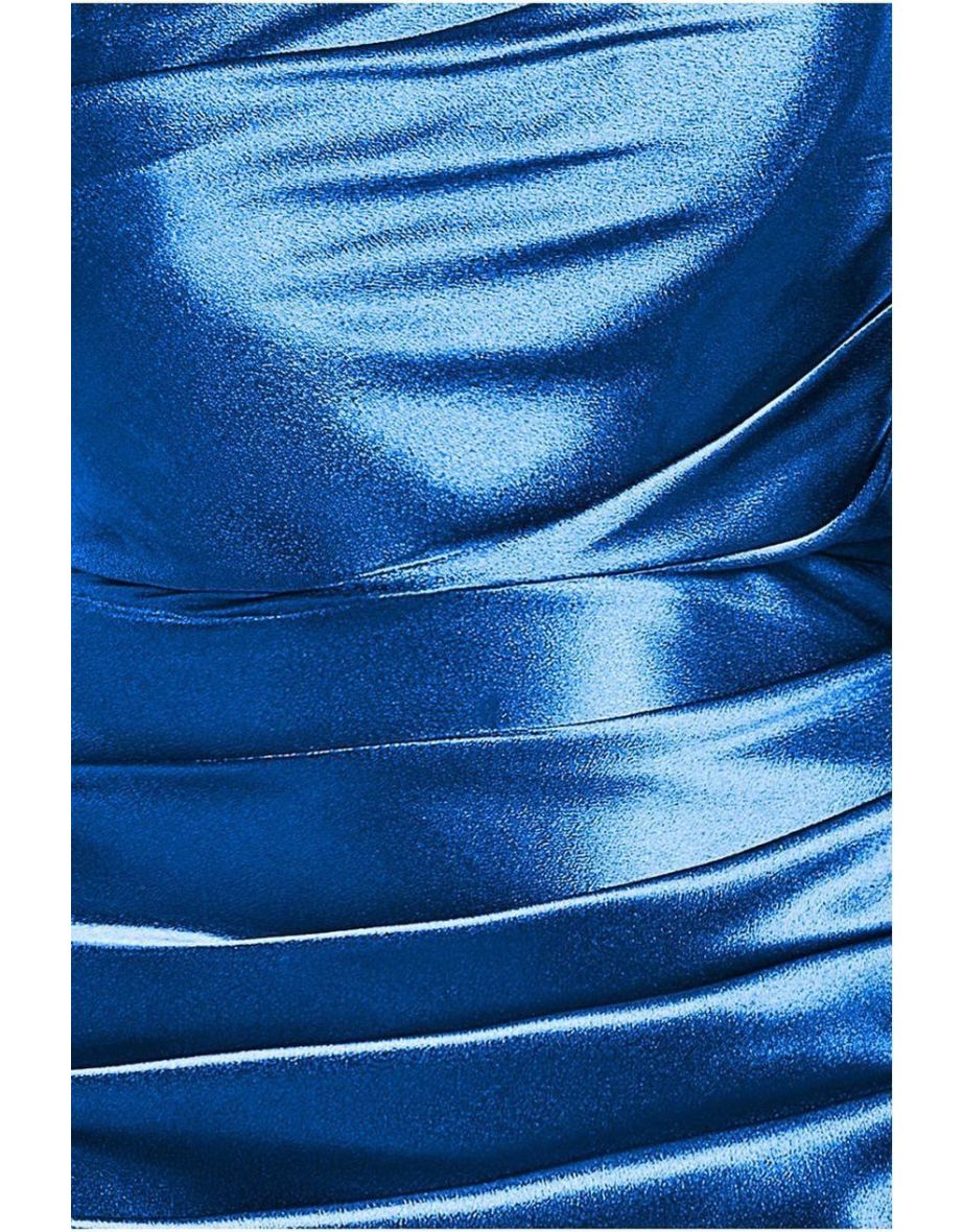 Goddiva Satin Bandeau Maxi Dress - Royal Blue - 3
