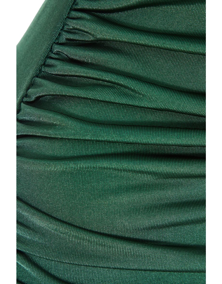 Bottle Green Shoulder Pad Midaxi Dress - 5
