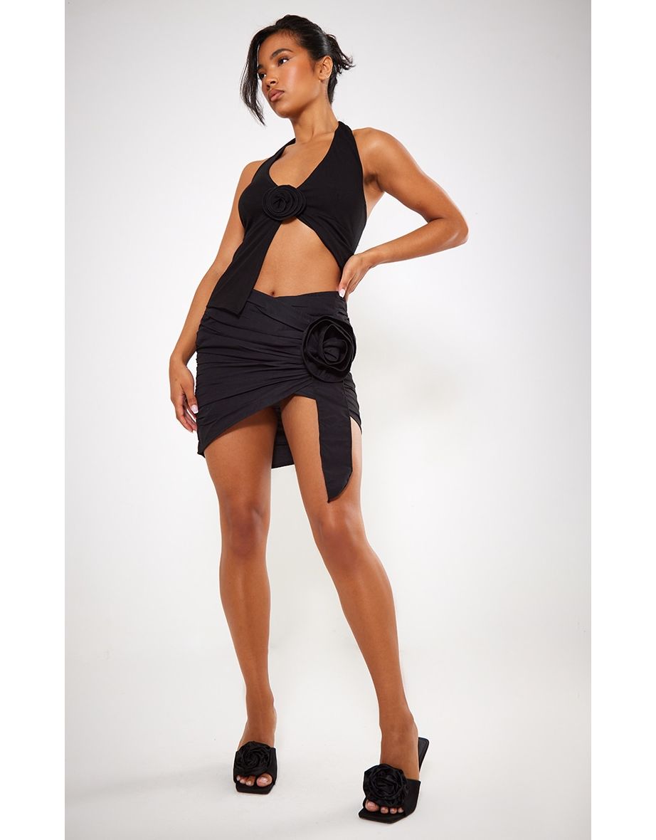 Black wrap around skirt online hotsell