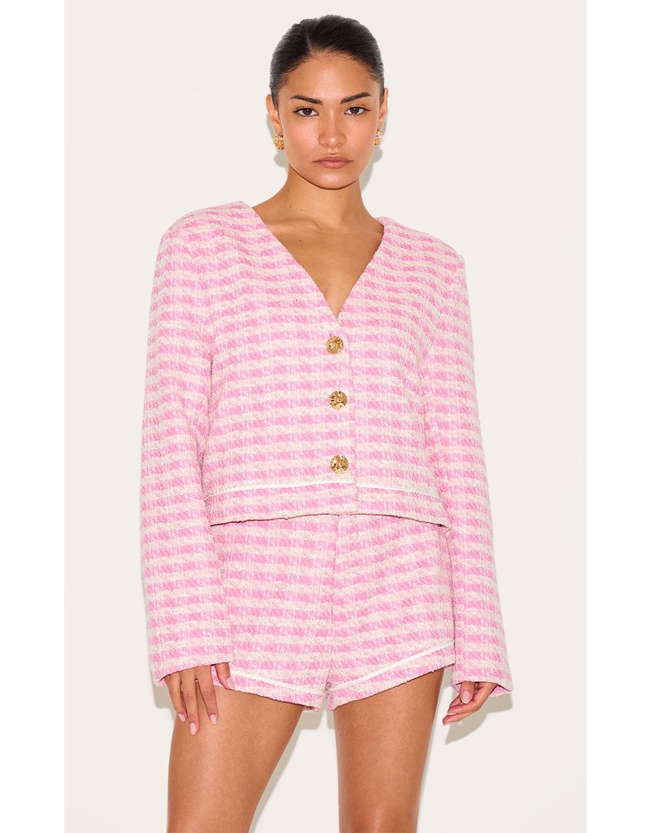 Petite Pink Tweed Tailored Shorts