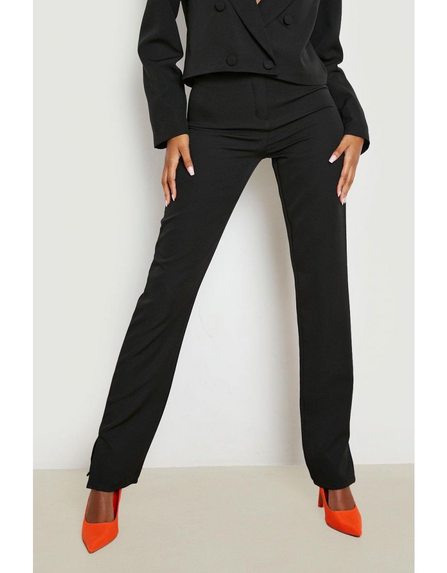 Split Side Slim Fit Tailored Trousers - black - 3