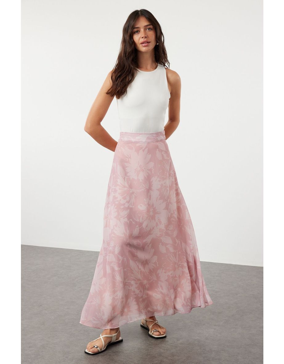Light Pink Pleated Woven Skirt