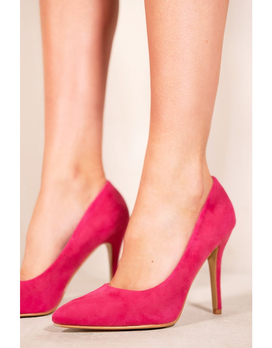 LEAH TOE PUMP HIGH HEEL IN HOT PINK SUEDE - 1