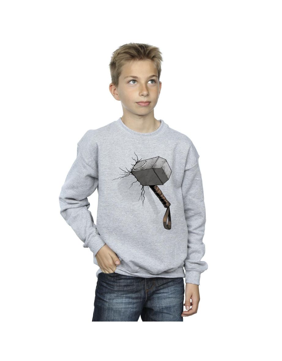 Marvel Universe Boys Thor Hammer Crack Sweatshirt - Sports Grey