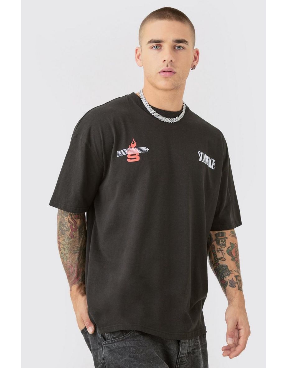 Oversized Scarface Anime License T-shirt - black