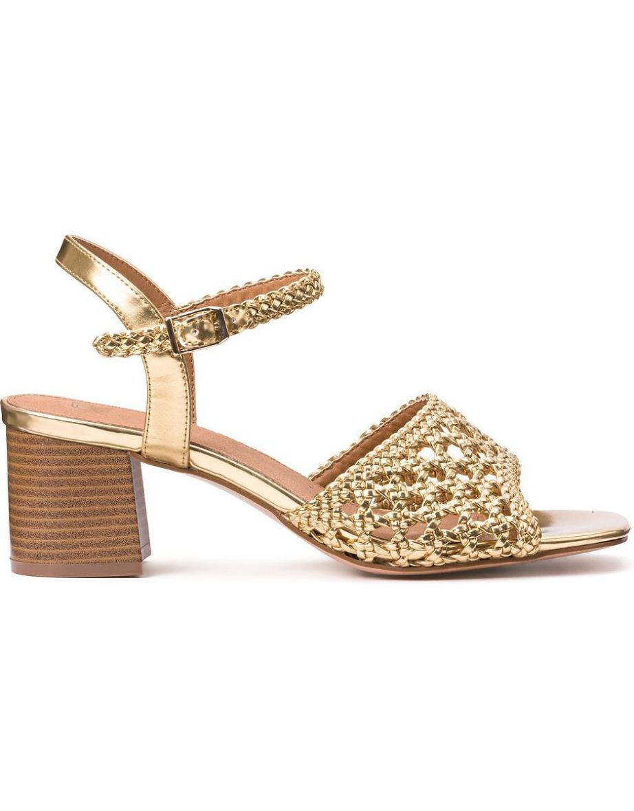Plaited Block Heel Sandals