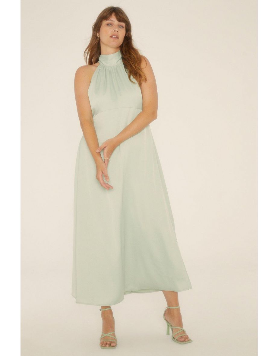 Oasis green spot high neck midi discernable dress