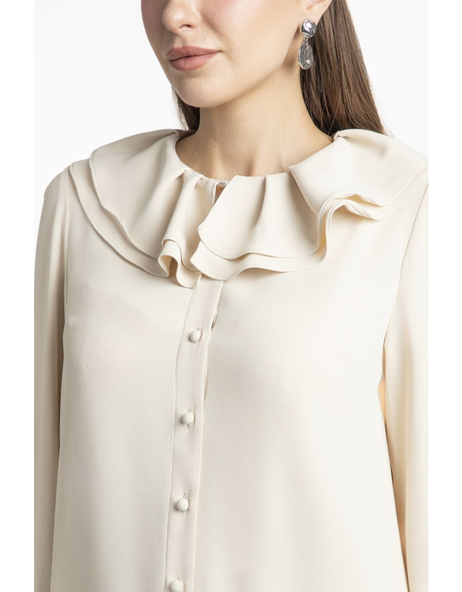 Women Shirt With Ruffled Collar - 5