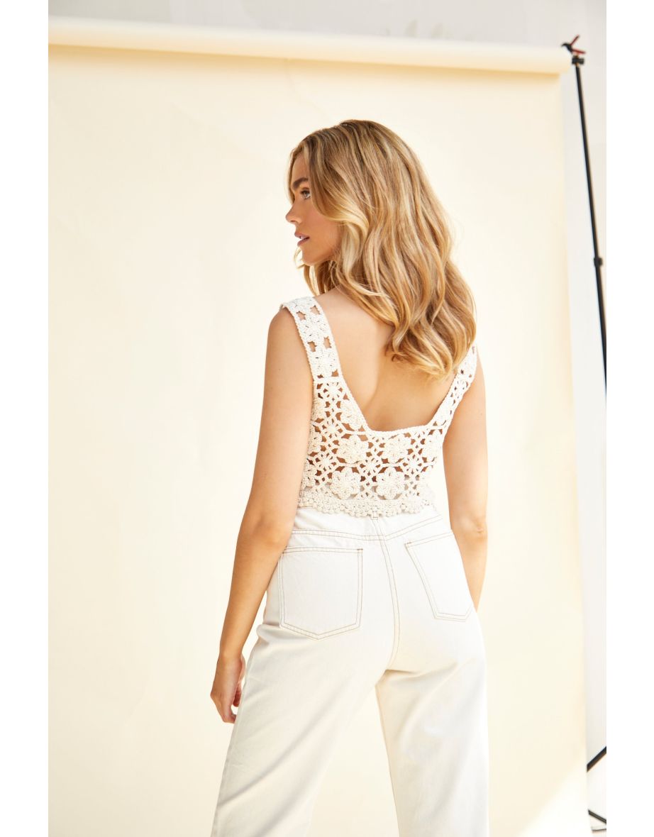 Glamorous Crochet Cropped Vest Top - 2