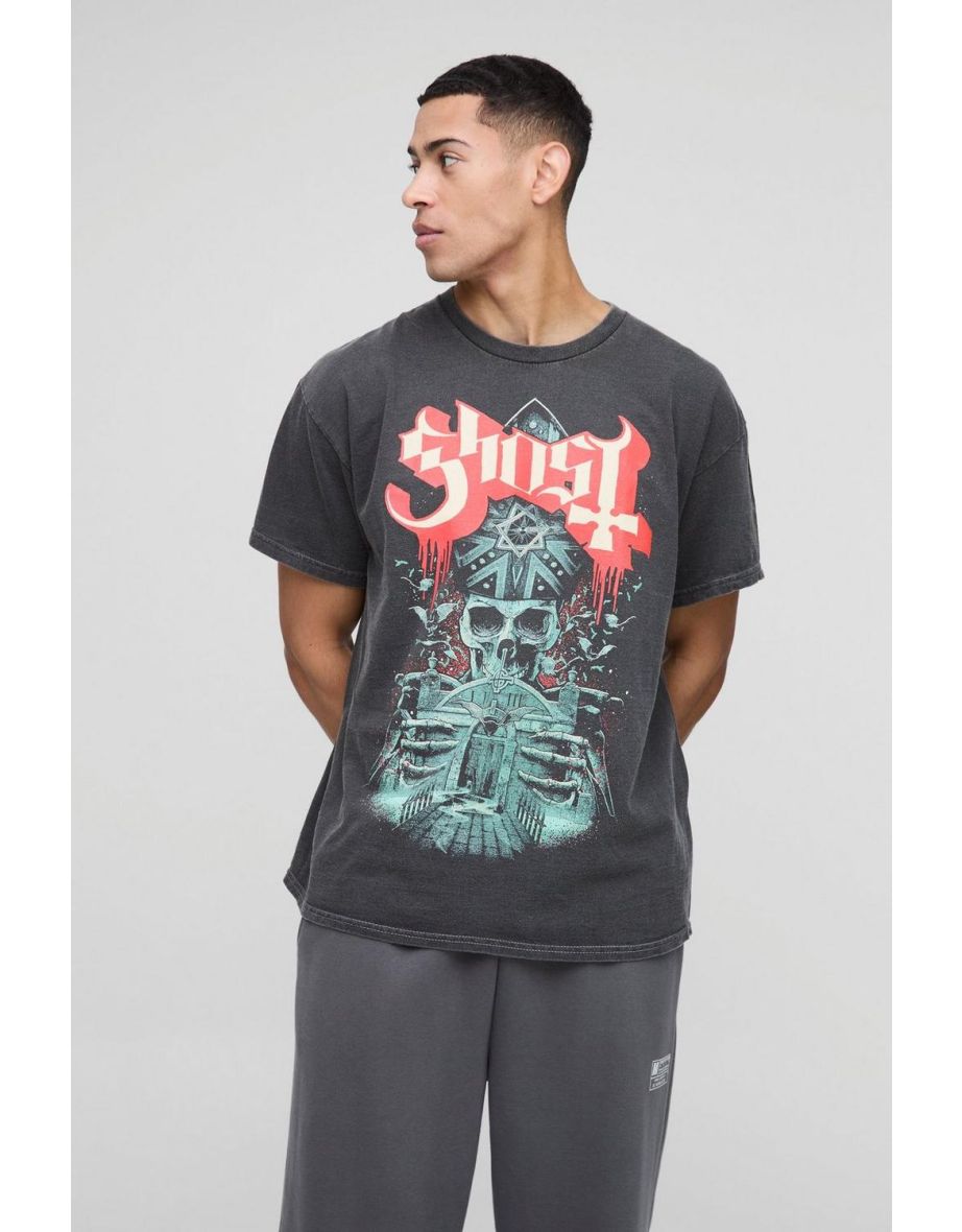 Oversized Ghost Band Washed License T-Shirt