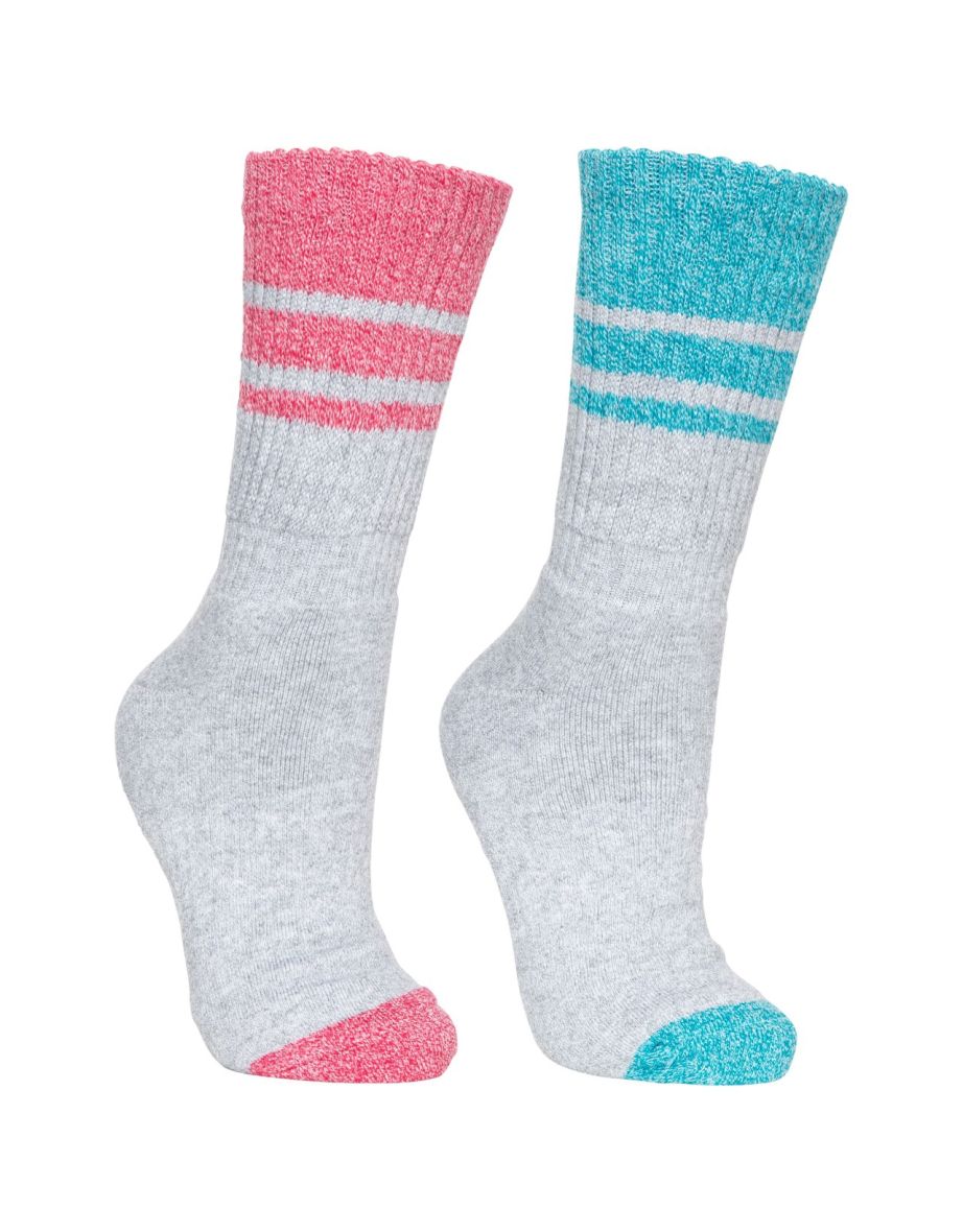 Trespass Womens/Ladies Hadley Hiking Boot Socks (2 Pairs) - Marine Marl/Raspberry Marl