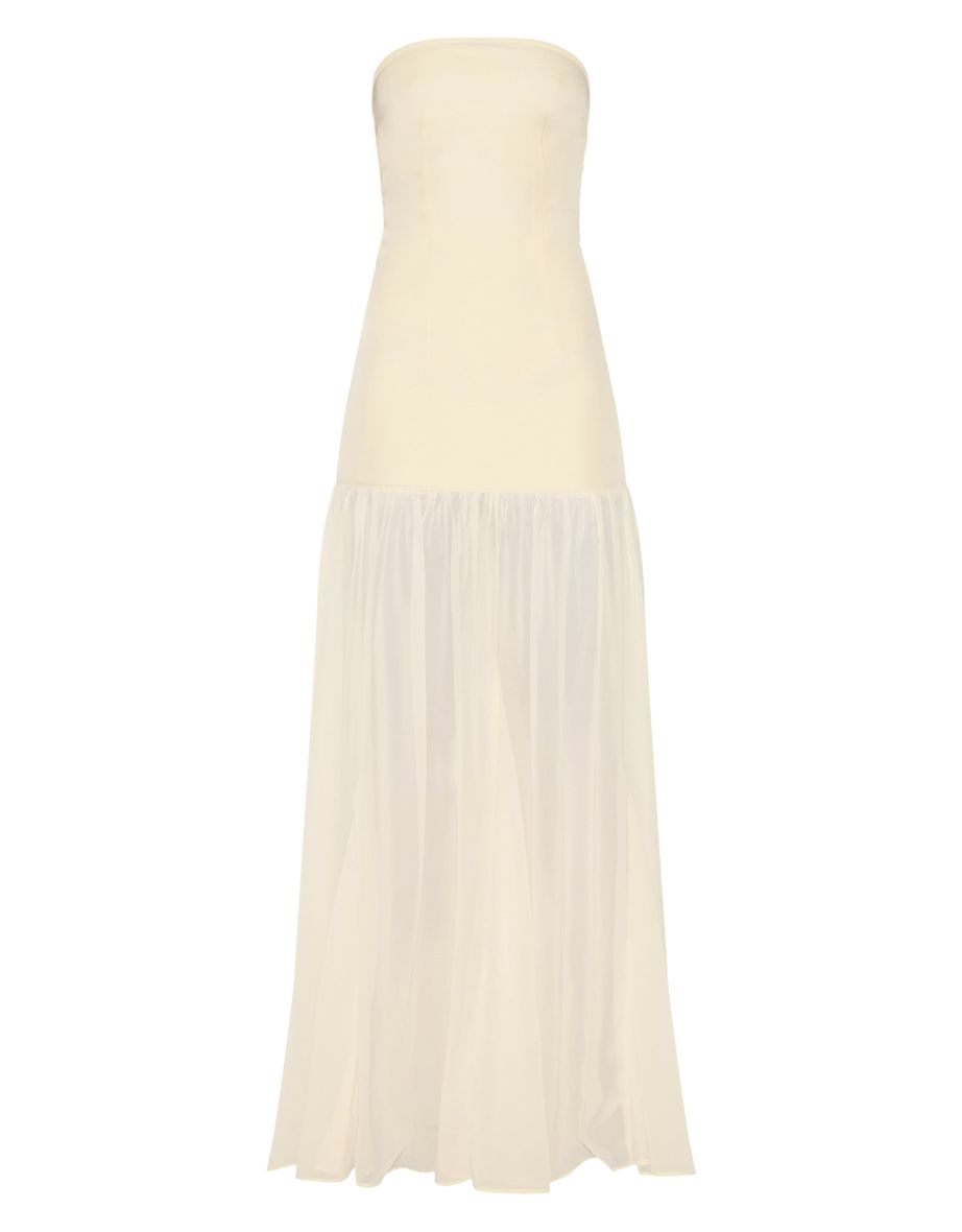 Tall Almond Bandeau Chiffon Detail Maxi Dress - 4