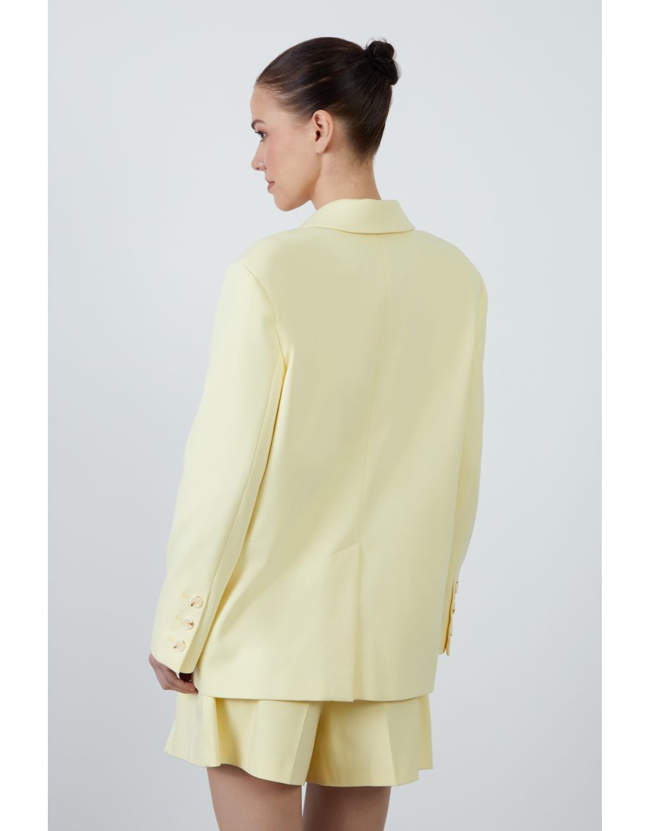 Yellow blazer with Origami Pleat Detail on Sleeves - 3