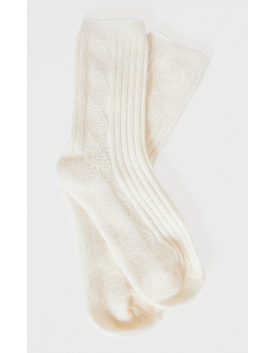 Cream Cable Knit Ankle Socks - 2