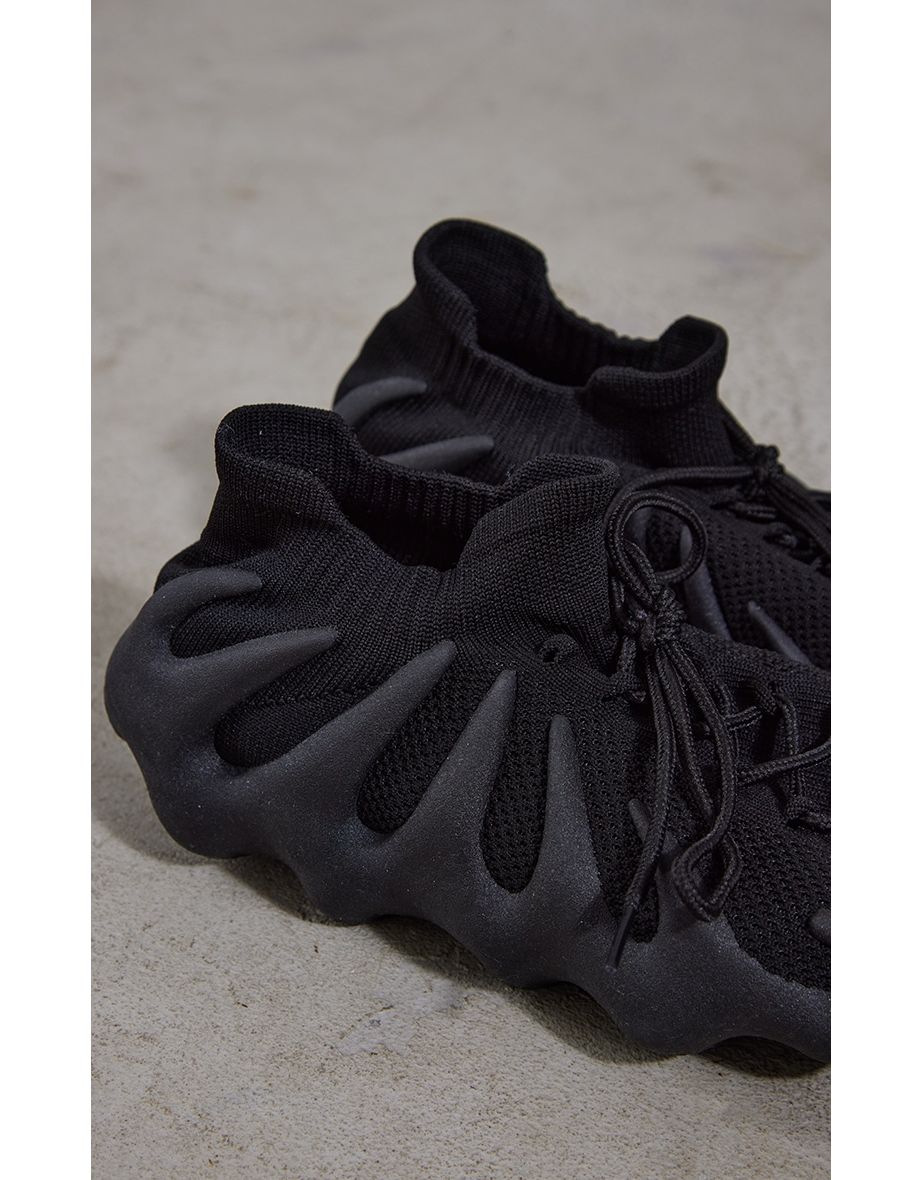 Black Knitted Wave Sole Trainers - 3