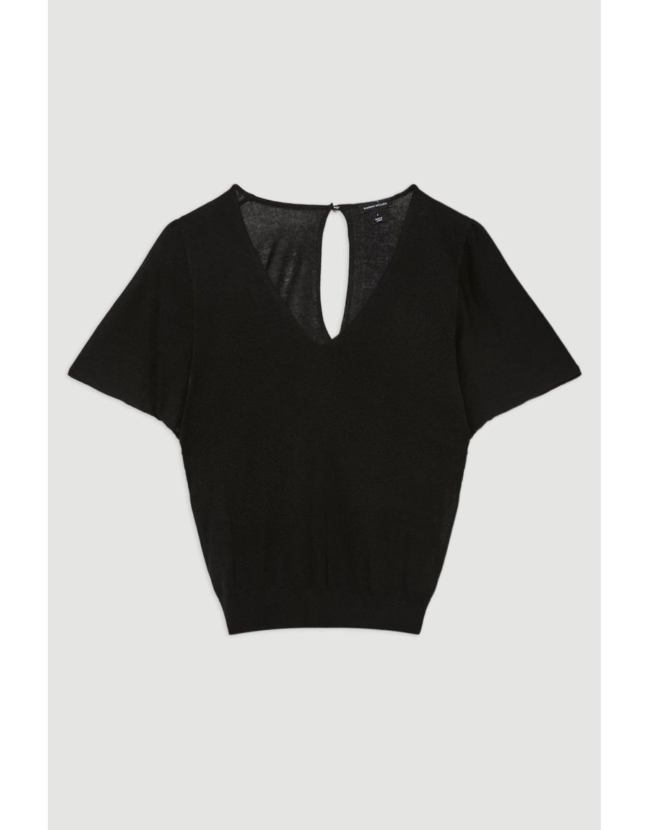 Lightweight Viscose Blend Summer Knit Angel Sleeve Top - 3