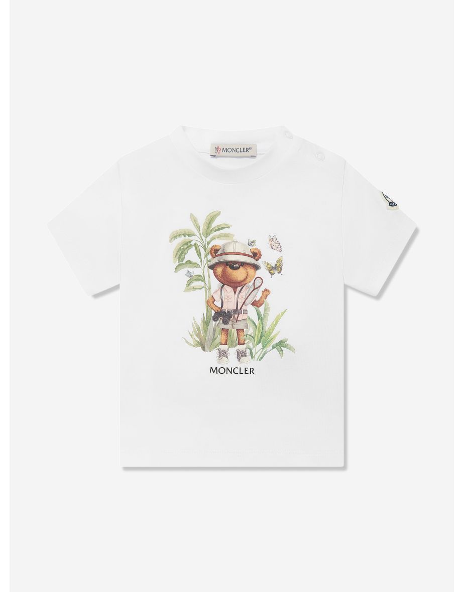 Baby Girls Bear Print T-Shirt in White