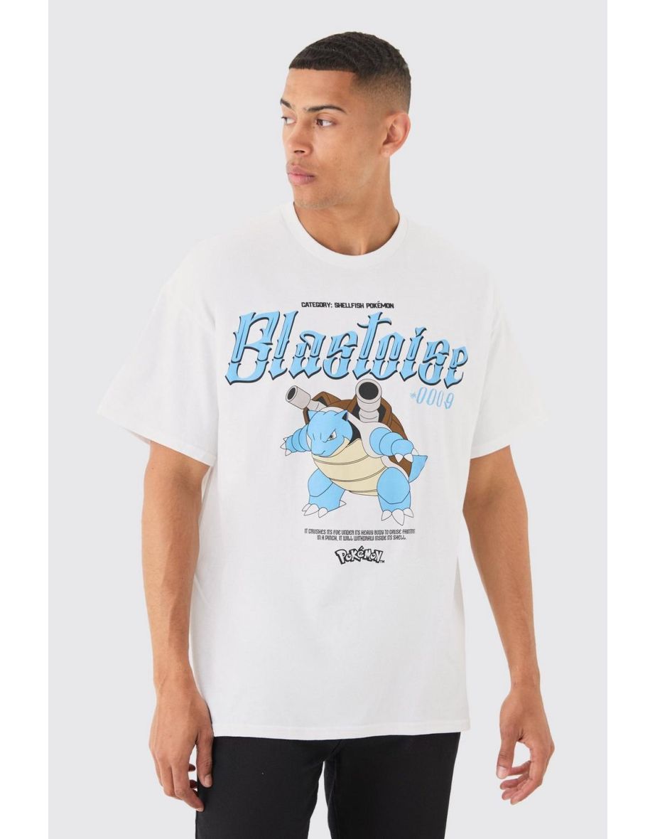 Oversized Pokemon Blastoise License T-shirt - white