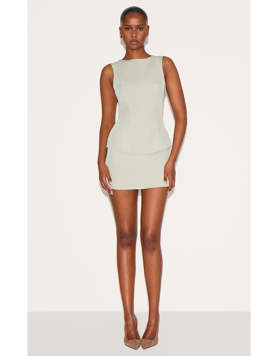 Sand Woven Mid Rise Mini Skirt