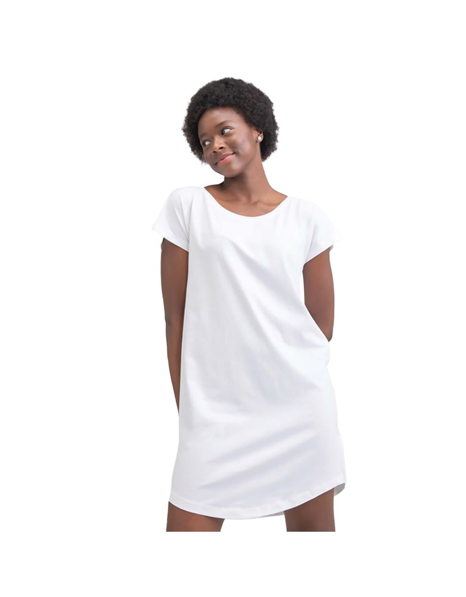 Mantis Womens/Ladies Loose Fit T-Shirt Dress - White - 2