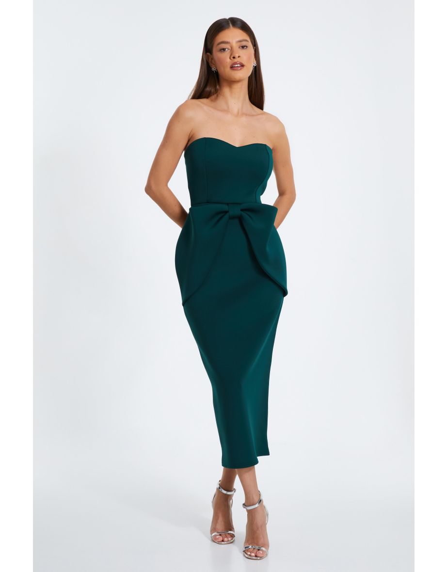 Shop Bottle Green Bow Midaxi Dress Online in Bahrain VogaCloset