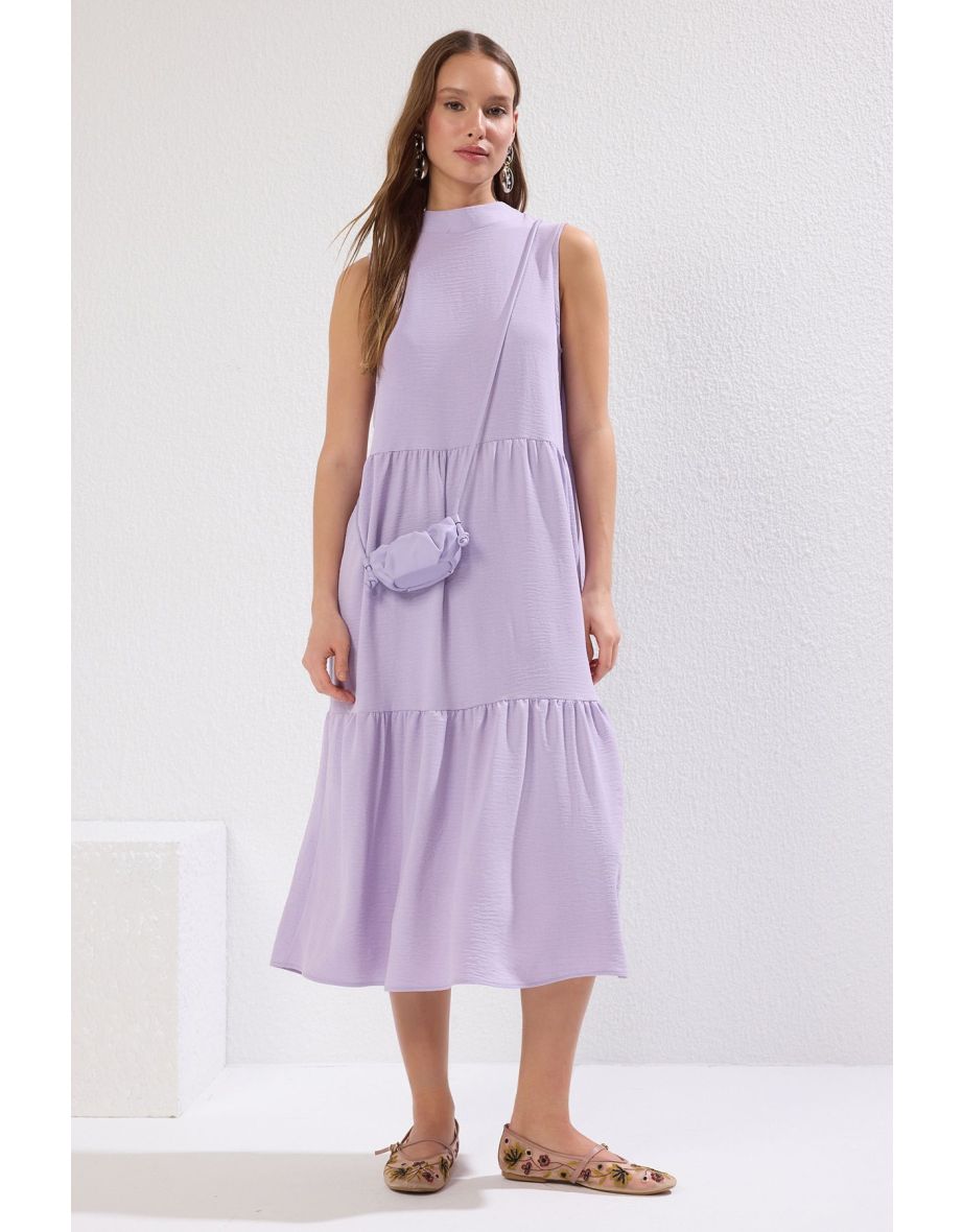 Purple A-Line Midi Smock Dress - Shift