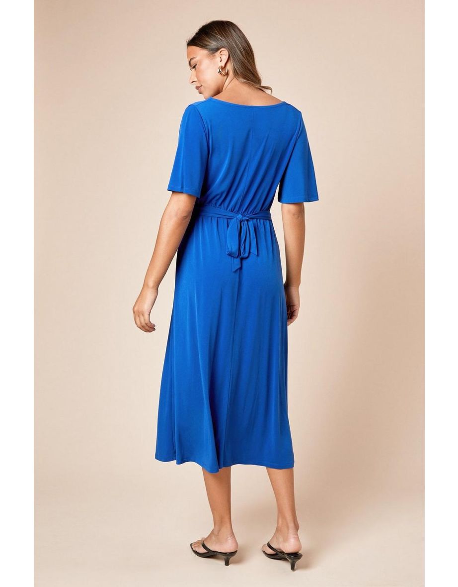 Cowl Neck Tie Back Midi Dress - 3
