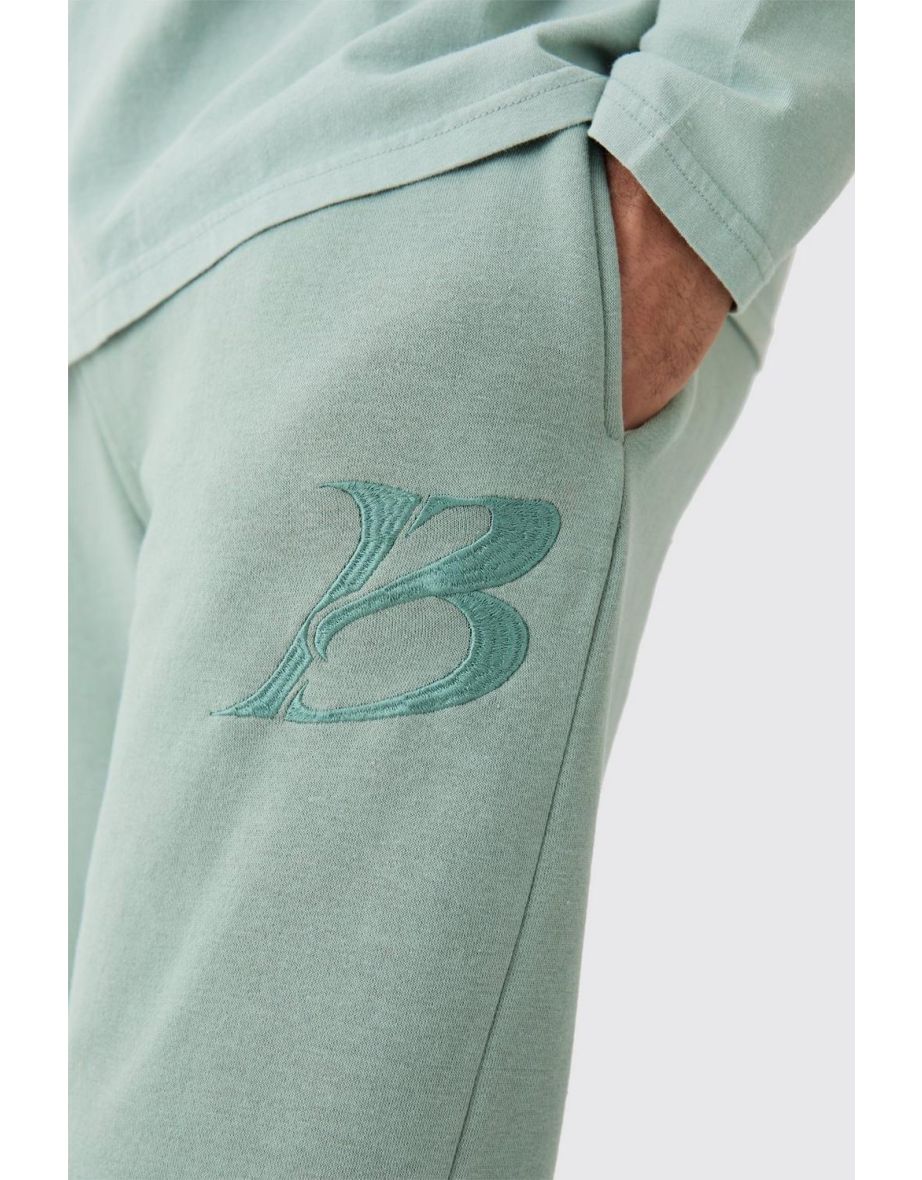 Regular Fit Split Hem B Jogger - sage - 2