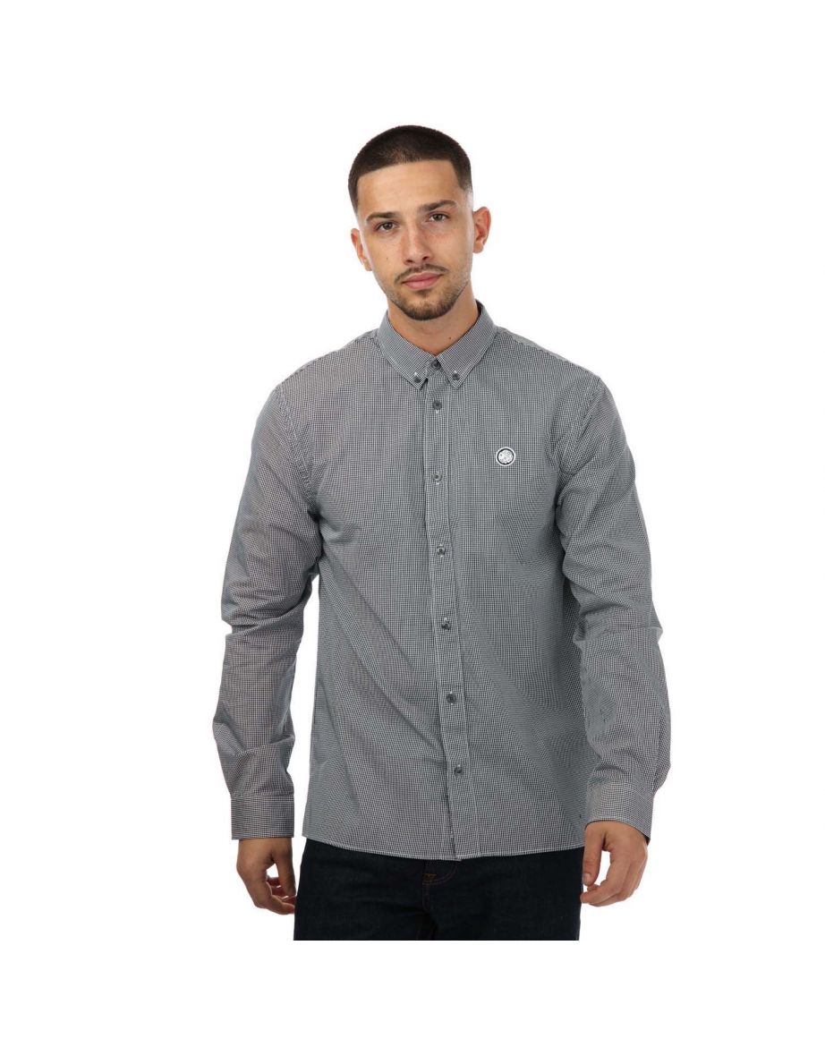 Men's Pretty Green Classic Fit Gingham Shirt in Black